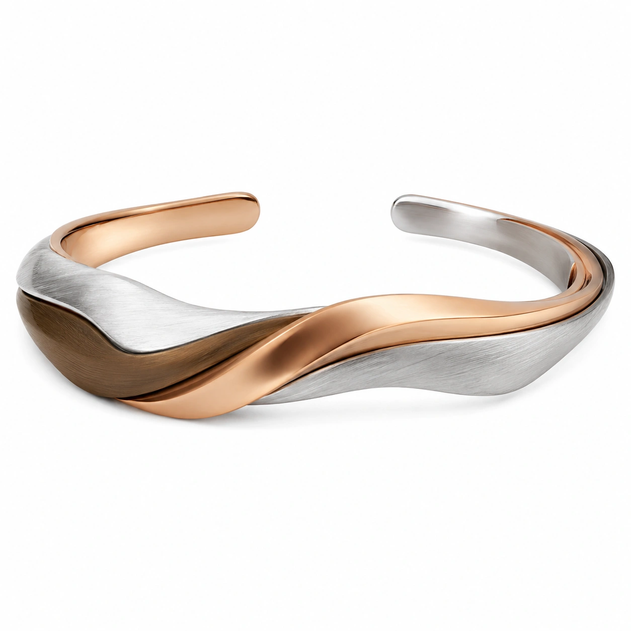 Eleganter zweifarbiger Armreif in Silber und Roségold-glarnovex