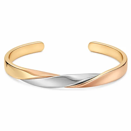 Damen Armreif Dreifarboptik Gold, Silber, Rosé-glarnovex