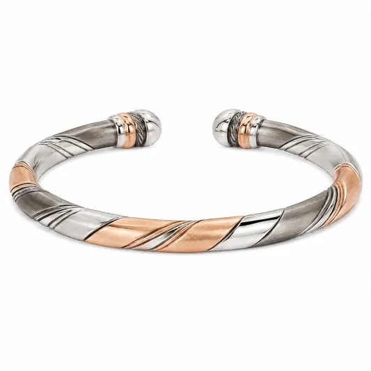 Moderner Offener Armreif in Silber und Roségold-glarnovex