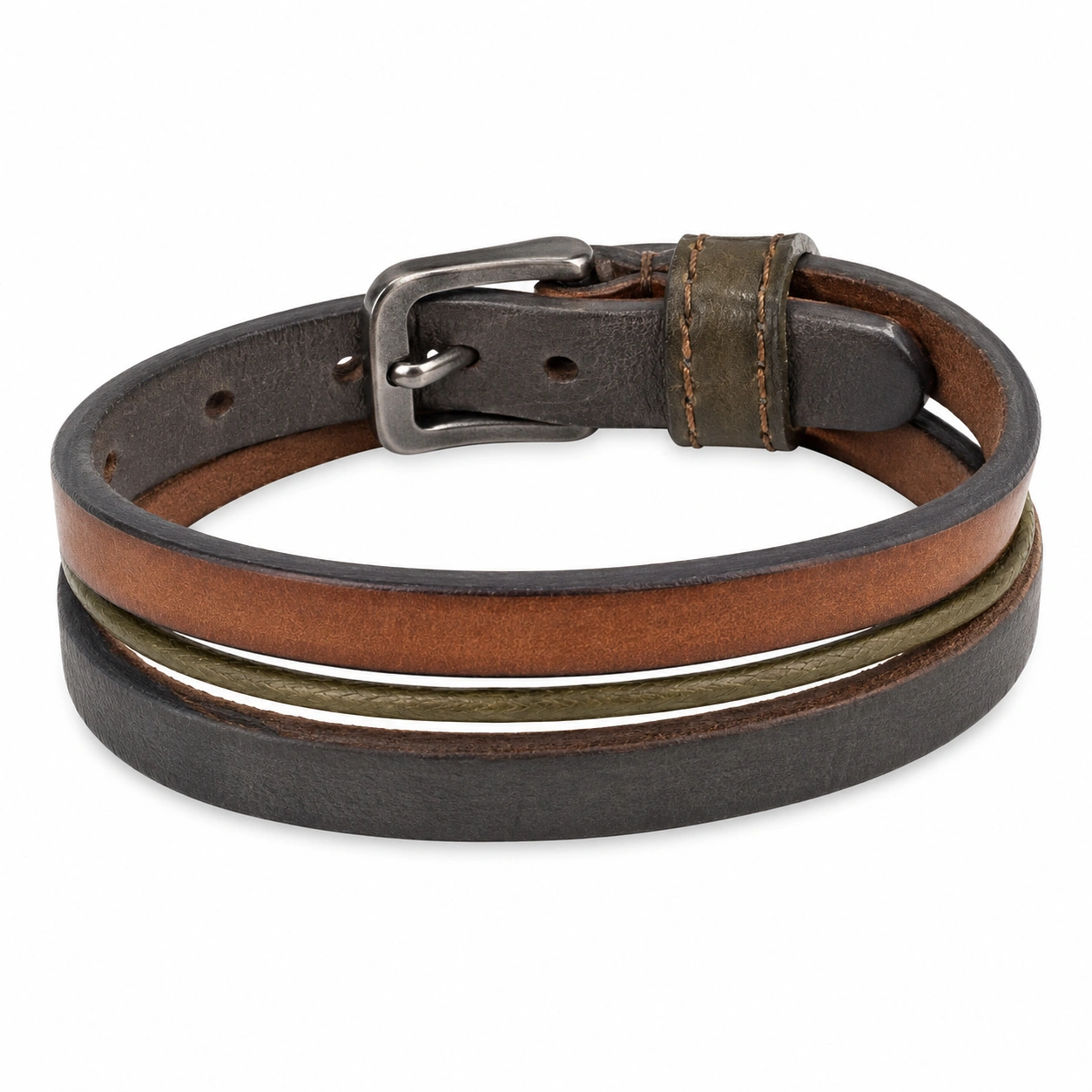 Verstellbares Armband Schwarz/Braun/Grün mit Schnalle-glarnovex