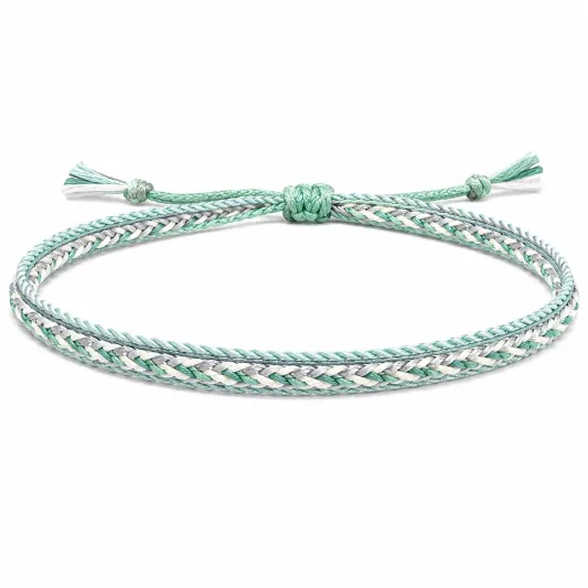 Geflochtenes verstellbares Armband in Grün/Weiß/Grau-glarnovex