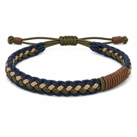 Geflochtenes Armband Verstellbar in Blau/Grün/Braun-glarnovex