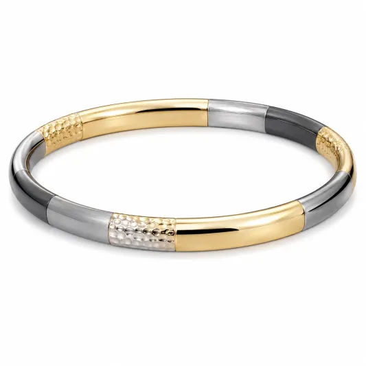 Armreif Dreifarbig Gold, Silber, Schwarz-glarnovex