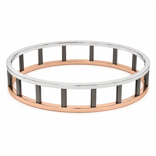 Modernes Bicolor Armband in Silber, Roségold und Schwarz-glarnovex