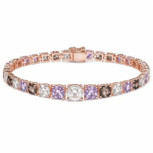 Roségold Tennisarmband mit Kristallen in Multicolor-glarnovex