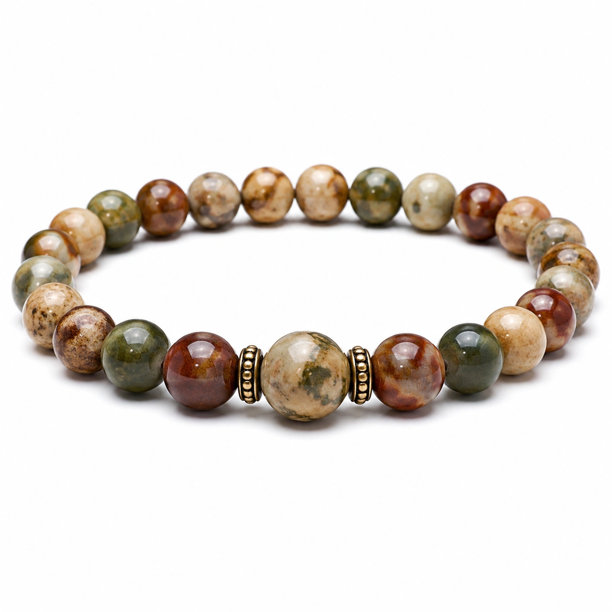 Elastisches Armband mit natürlichen Jaspis-Perlen – Mehrfarbig-decozrina