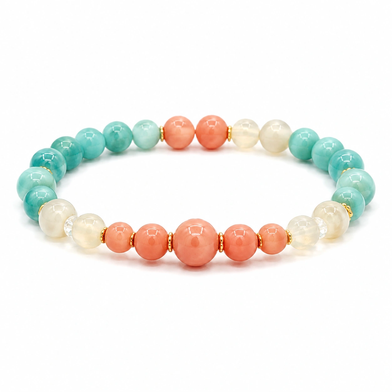 Elegantes Edelstein-Armband in Blau, Koralle und Creme-decozrina