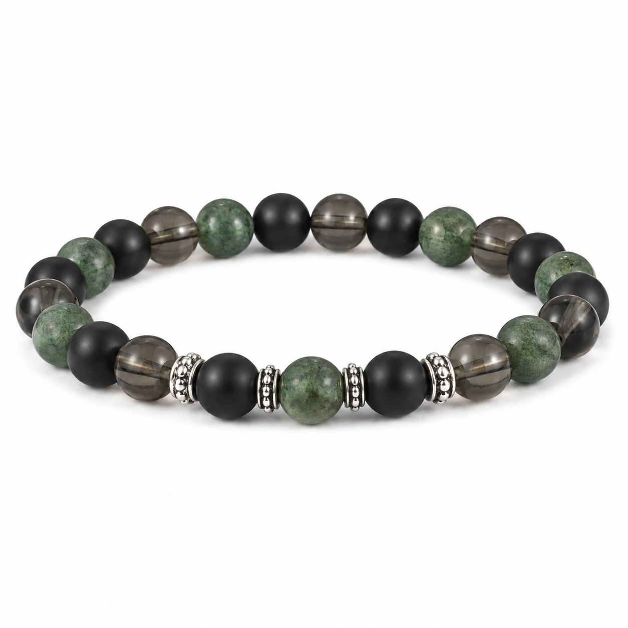Elastisches Edelsteinarmband 19cm Grün/Schwarz/Transparent-decozrina