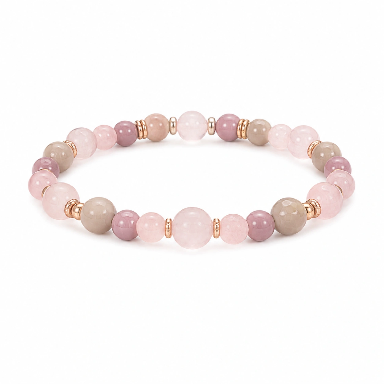 Edelsteinarmband in Rosa und Beige, 18cm-decozrina