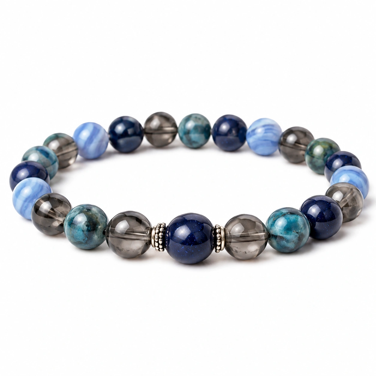 Armband mit blauen und rauchfarbenen Perlen-decozrina