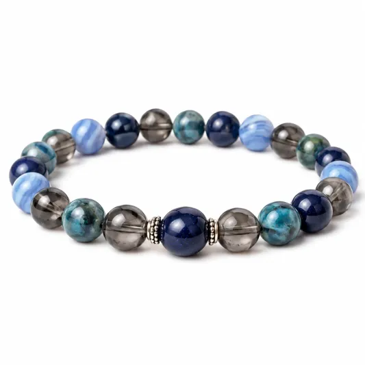 Armband mit blauen und rauchfarbenen Perlen-decozrina