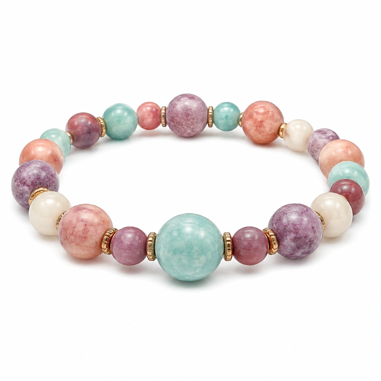 Elastisches Buntes Perlenarmband mit Farbigen Steinen-decozrina