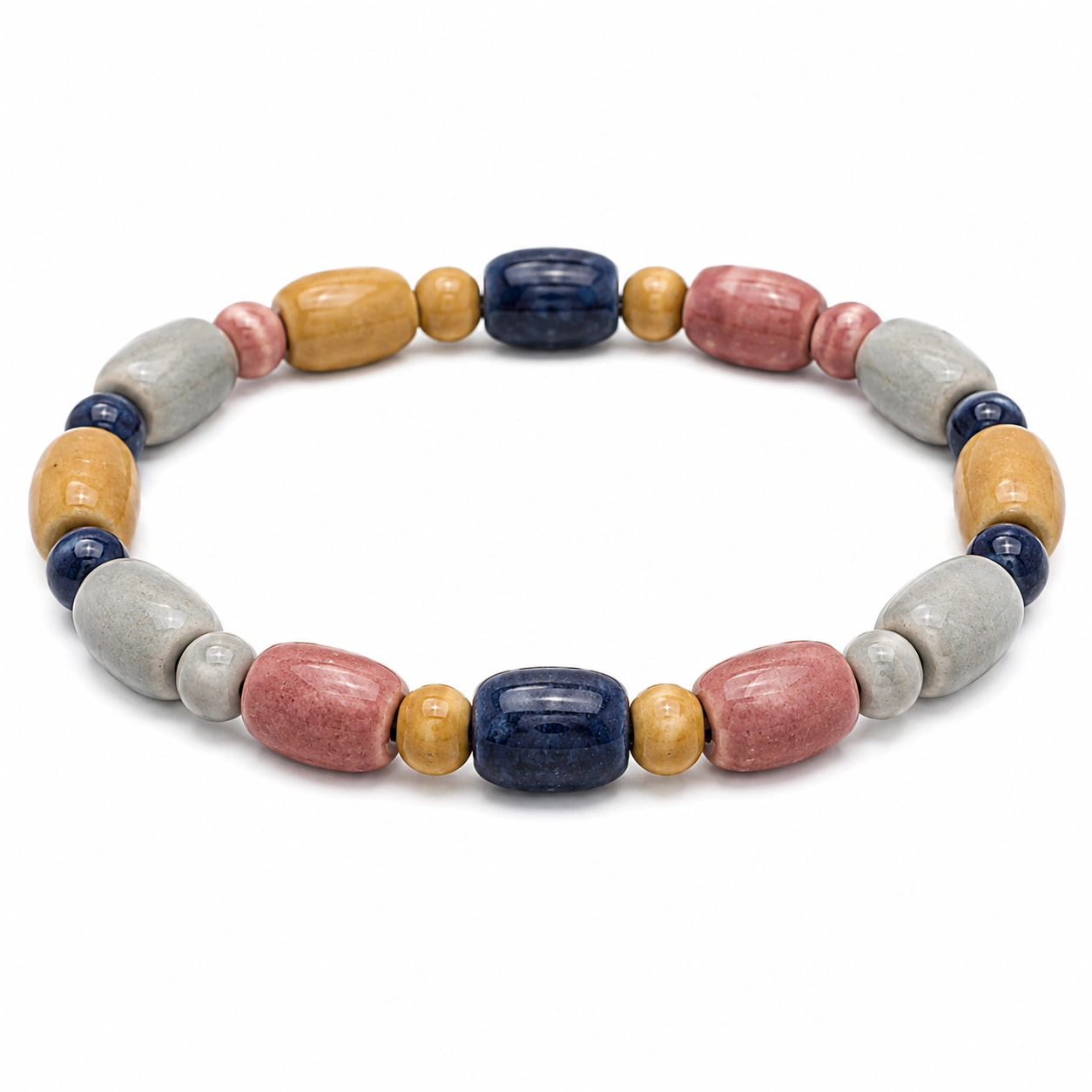 Elastisches Armband mit bunten Holzperlen, 18 cm-decozrina