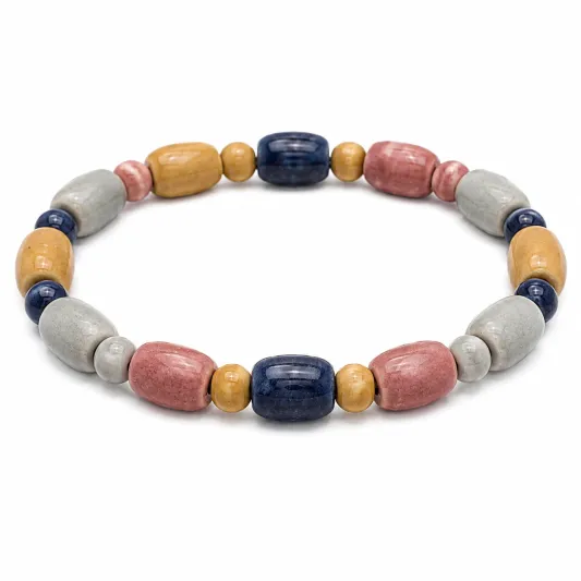Elastisches Armband mit bunten Holzperlen, 18 cm-decozrina