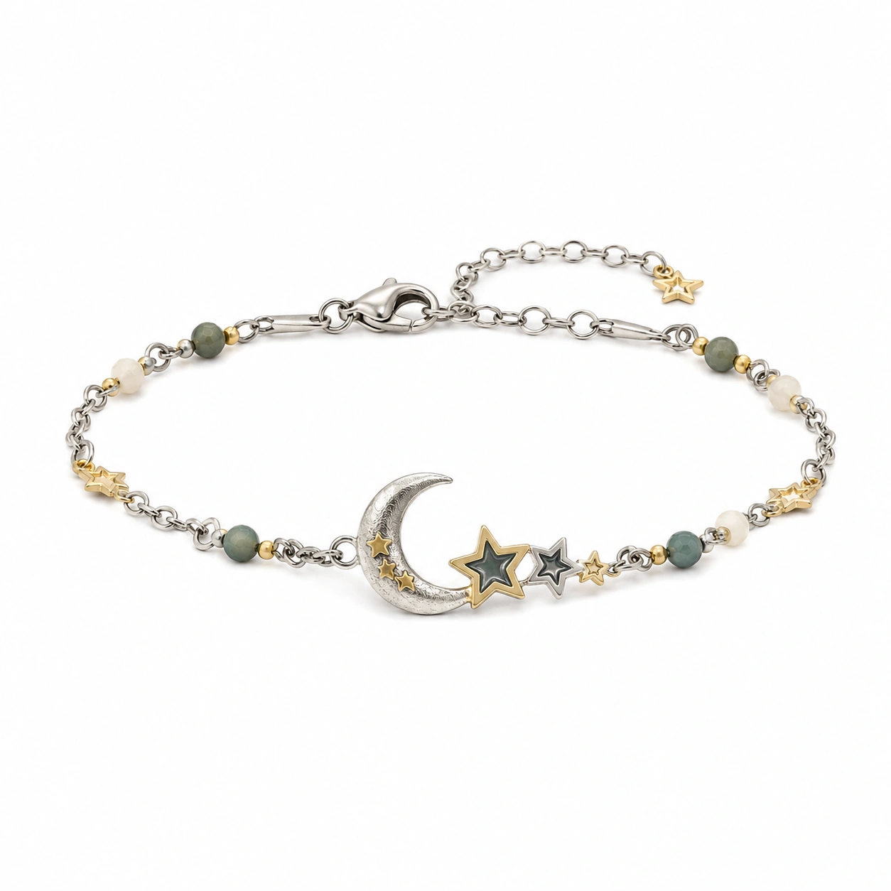 Einstellbares Armband mit Mond- und Sternmotiven in Silber/Gold-decozrina