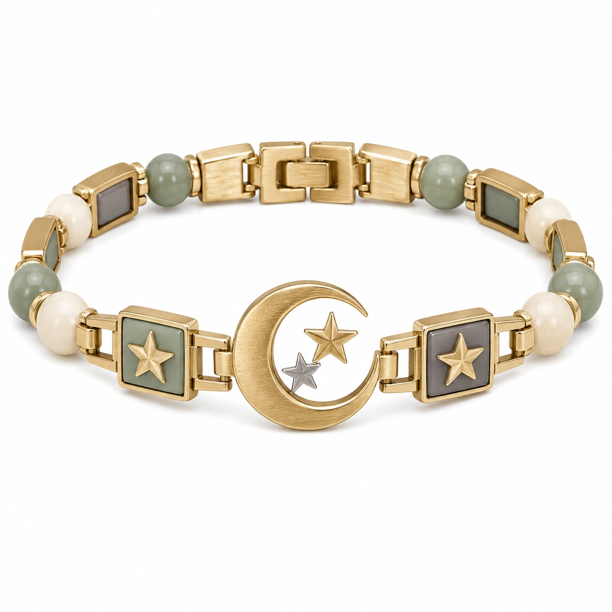 Goldenes Armband mit Mond- und Sternendesign, verstellbar-decozrina