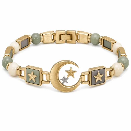 Goldenes Armband mit Mond- und Sternendesign, verstellbar-decozrina