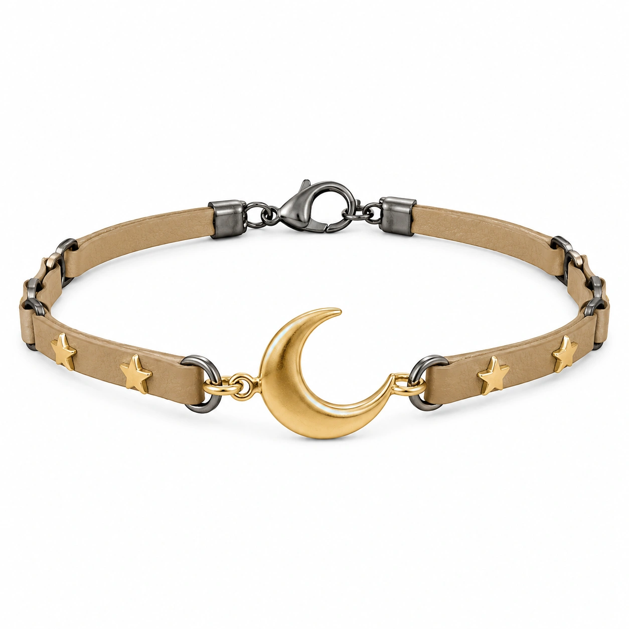 Verstellbares Armband mit Mond- und Sternmotiv in Beige/Gold-decozrina