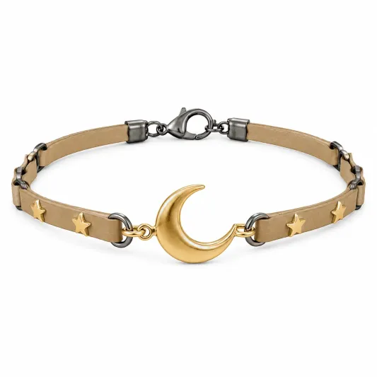 Verstellbares Armband mit Mond- und Sternmotiv in Beige/Gold-decozrina