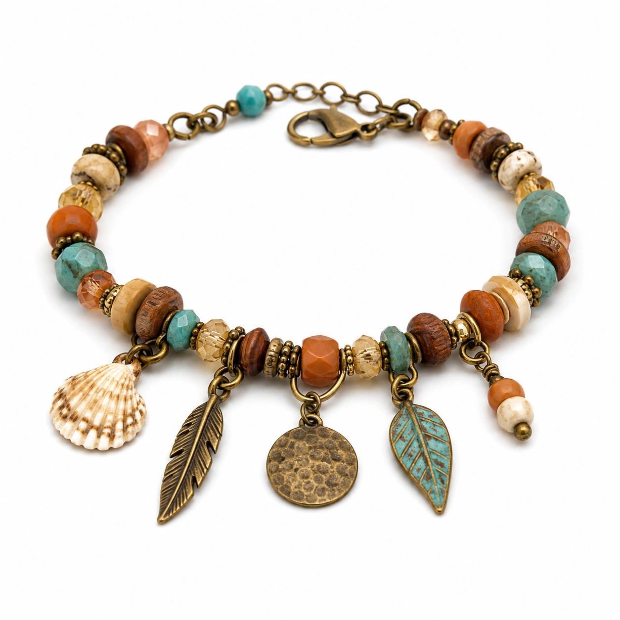Boho Charm Armband mit bunten Perlen und Anhängern-decozrina