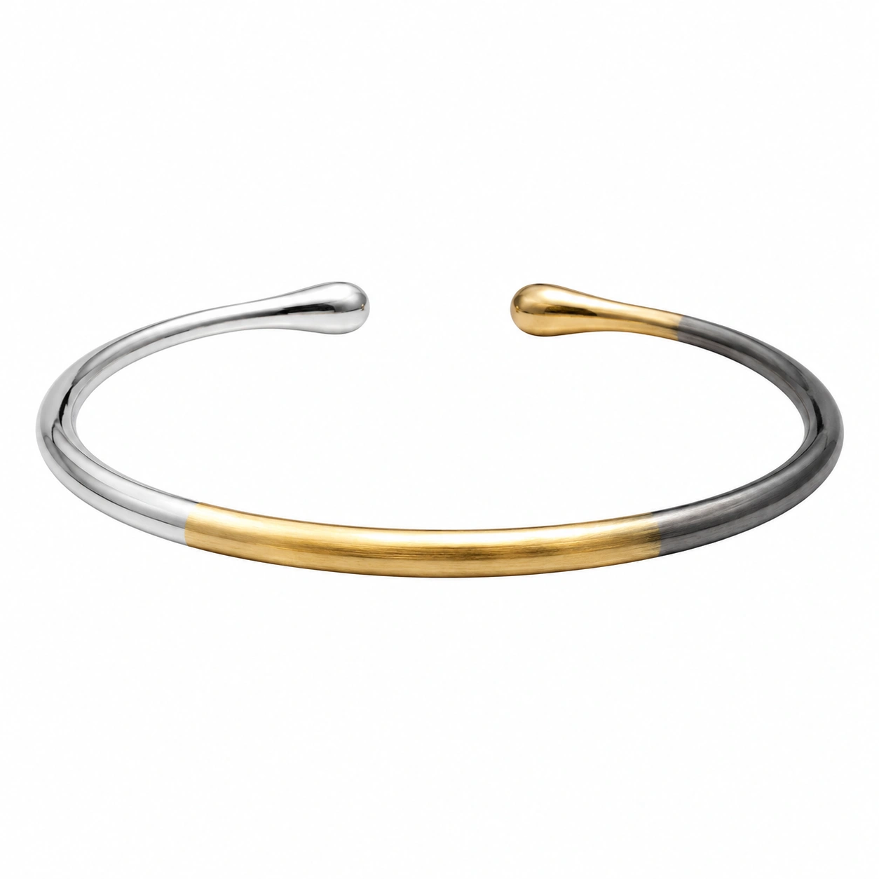 Moderner Dreifarbiger Armreif aus Gold, Silber und Schwarz-decozrina