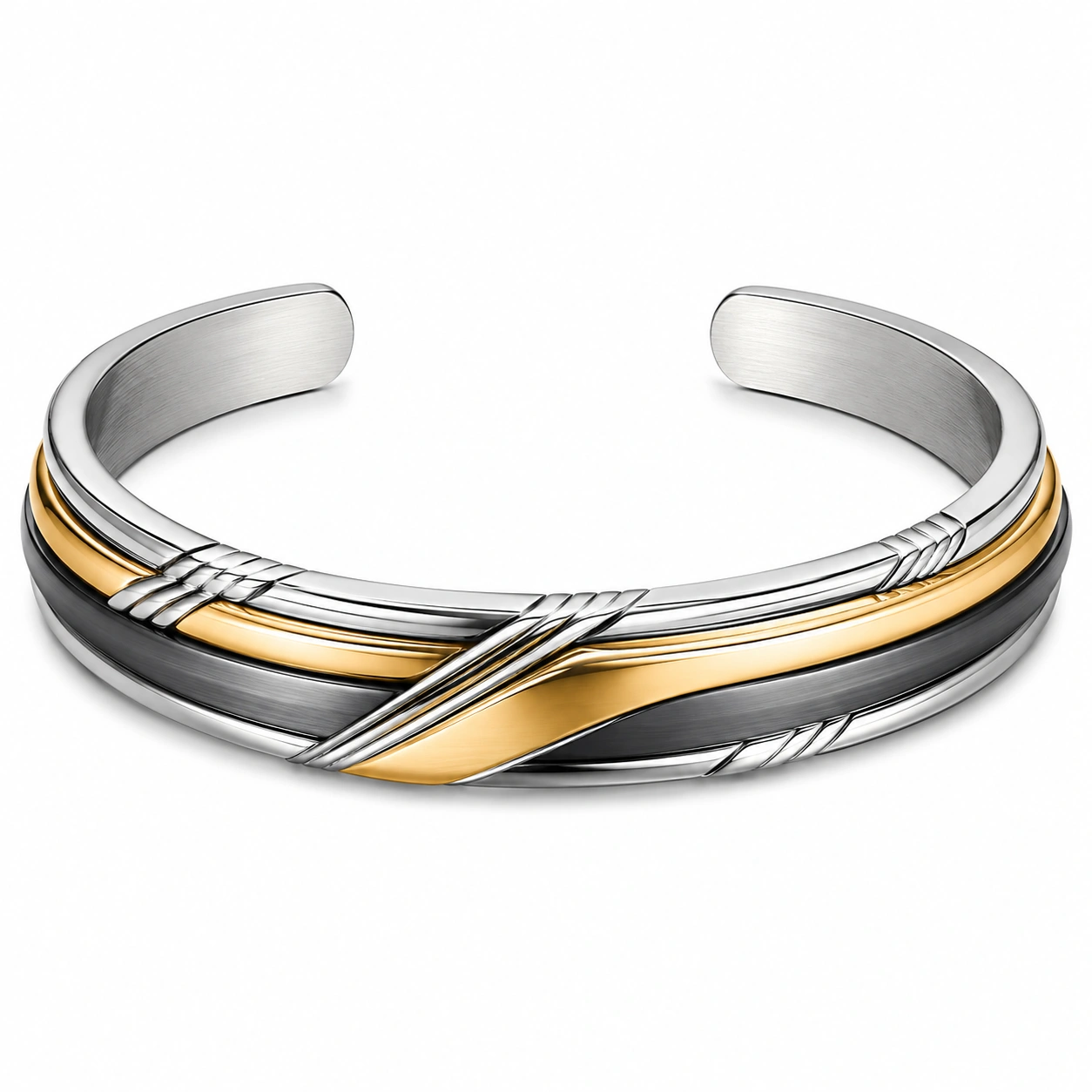 Moderner Armreif in Gold und Silber mit Schichtdesign-decozrina