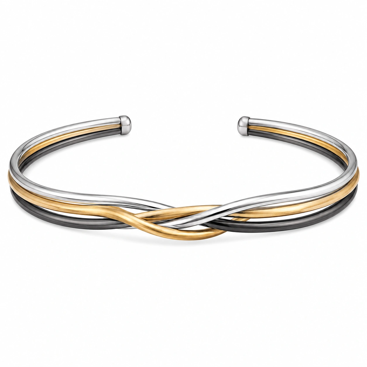 Damen Armreif Dreifarbig Gold Silber Schwarz Elegantes Design-decozrina