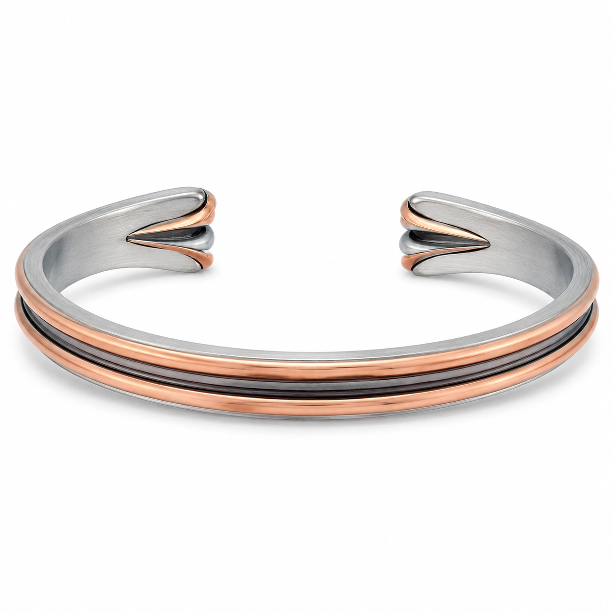 Silber/Roségoldener Edelstahl Armreif Offenes Design-decozrina