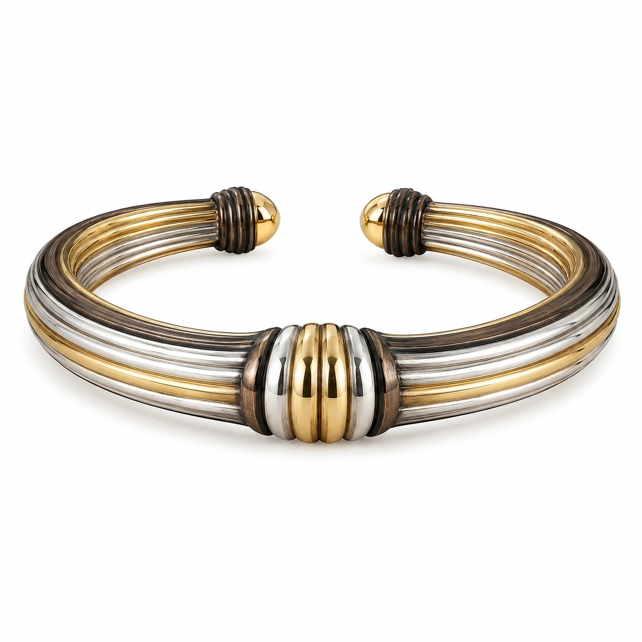 Offener Armreif in Gold und Silber Zweifarbig-decozrina