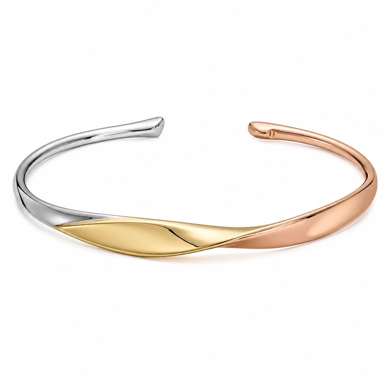 Eleganter Damen Armreif in Silber, Gold und Roségold-decozrina