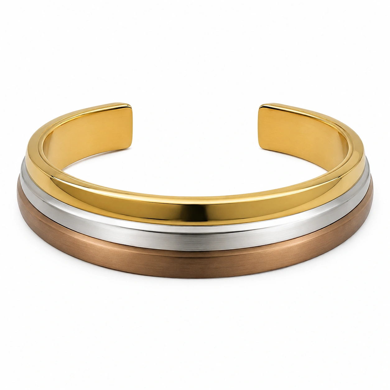 Multicolor Offenes Armband in Gold, Silber und Bronze-decozrina