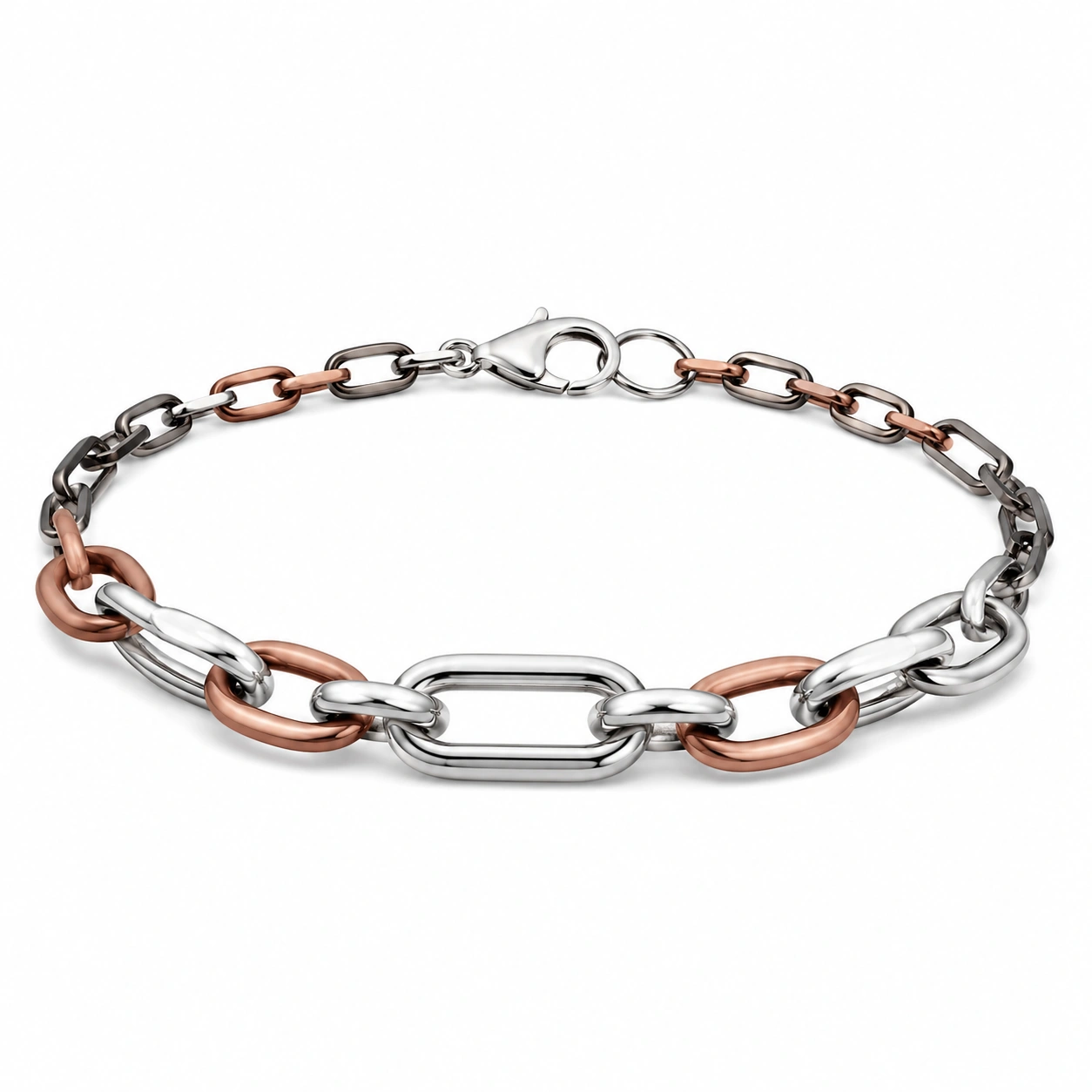 Armband Bicolor Gliederkette Silber/Roségold-decozrina