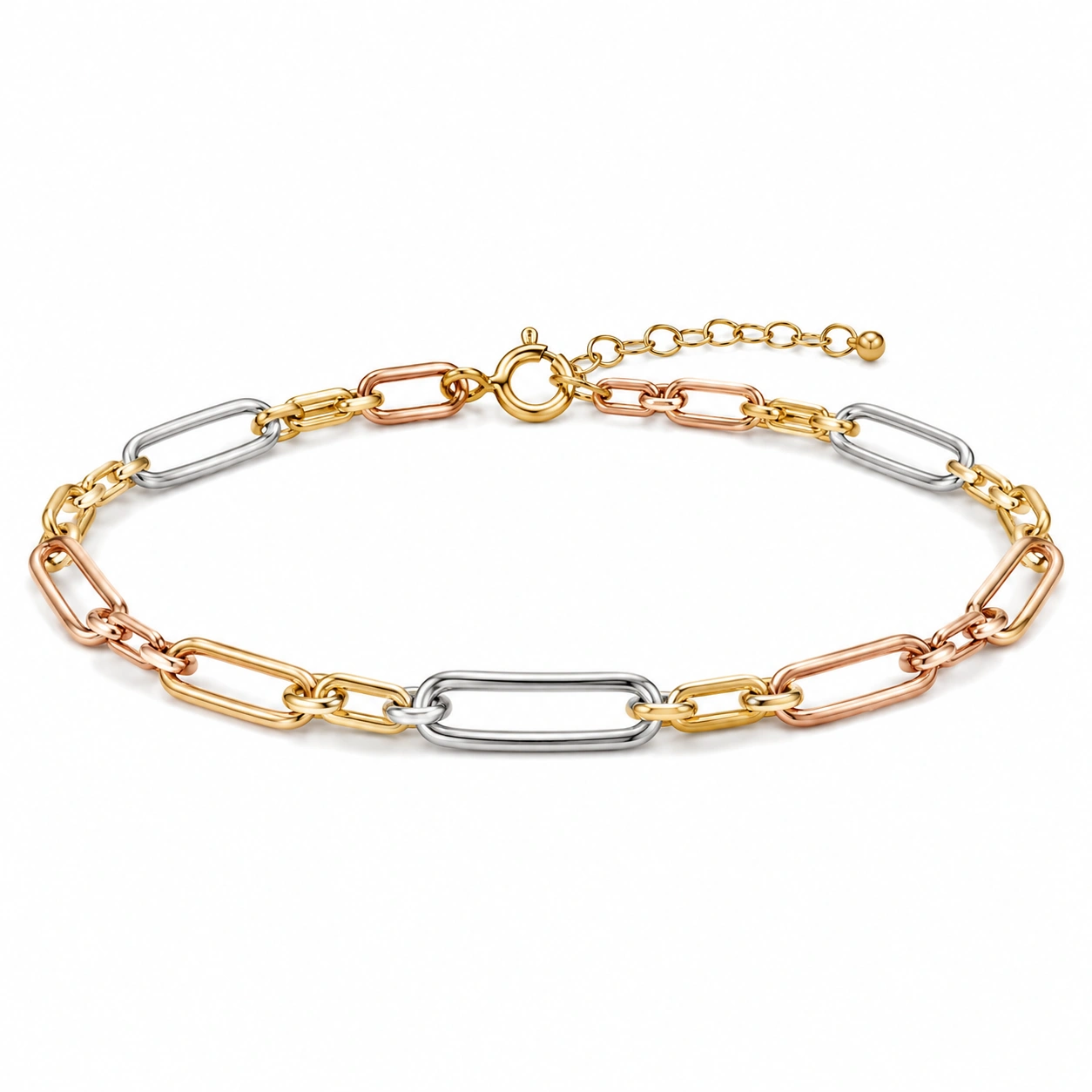 Damen Armband im Kettenglied-Design in Dreifarbig Roségold, Gelbgold, Silber-decozrina