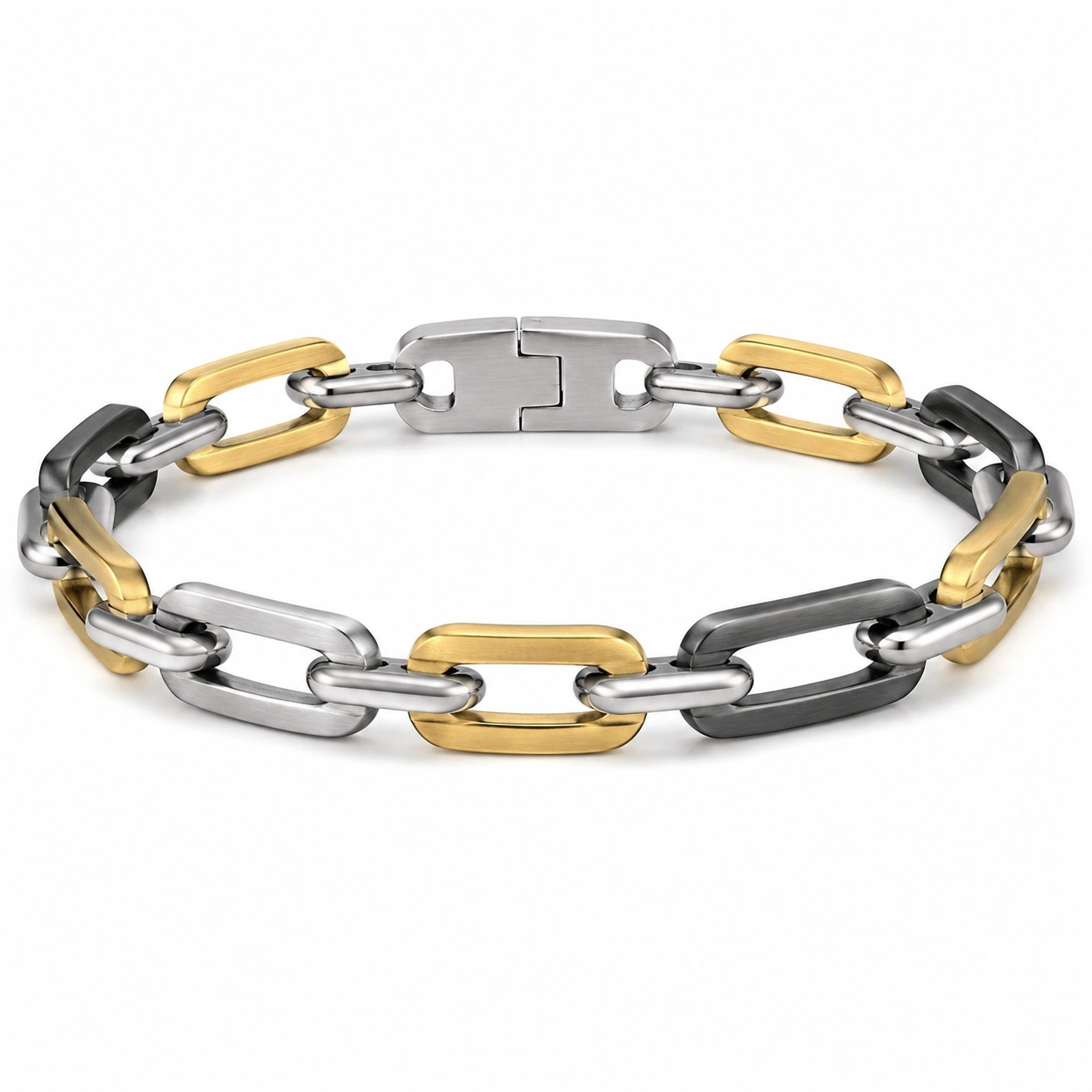 Edelstahlarmband Bicolor Gliederkette 20 cm-decozrina
