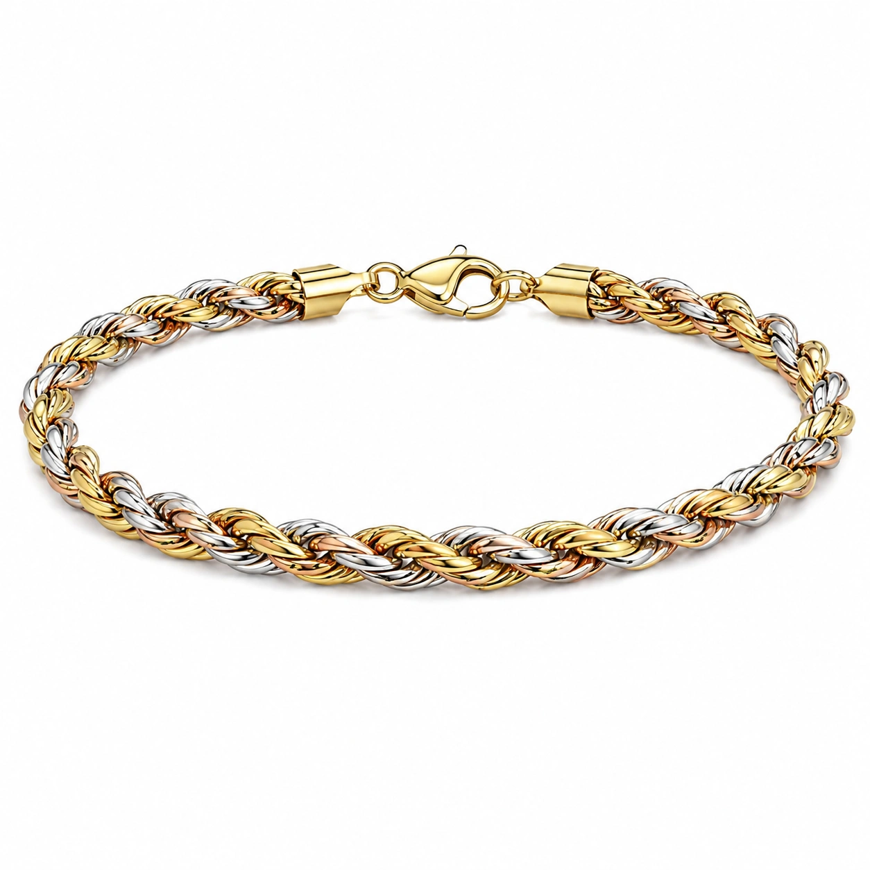 Elegantes Damen Armband Flechtmuster Gold Silber 20cm-decozrina