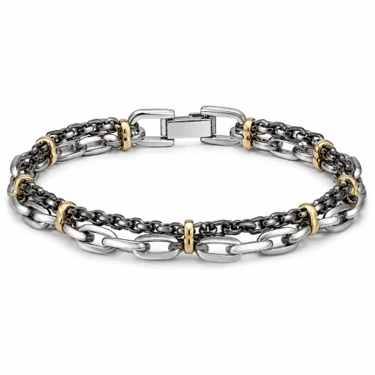 Herrenarmband aus Edelstahl mit goldfarbenen Akzenten-decozrina