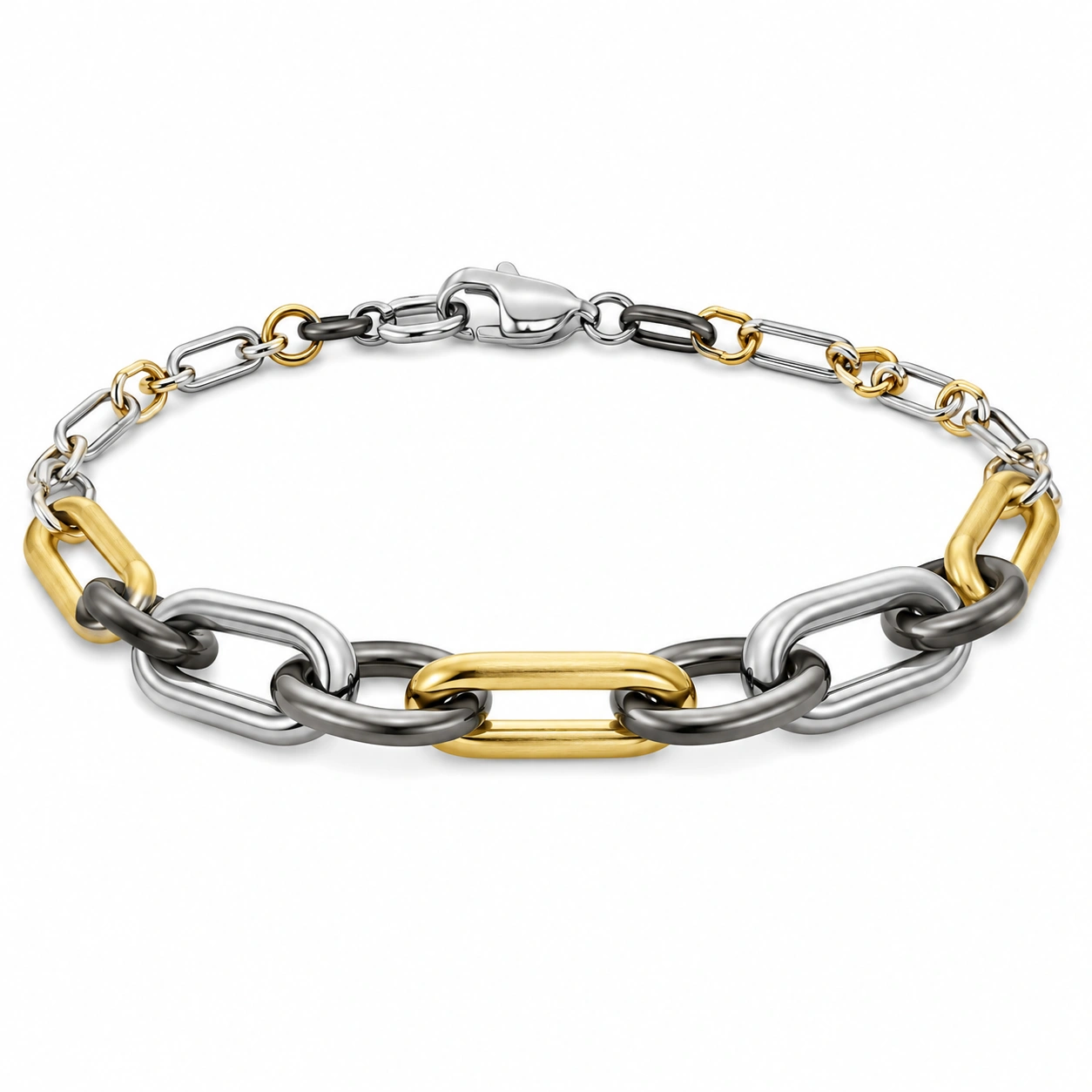Bicolor Kettenglieder Armband in Silber und Gold-decozrina
