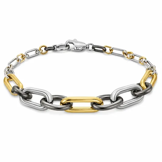 Bicolor Kettenglieder Armband in Silber und Gold-decozrina