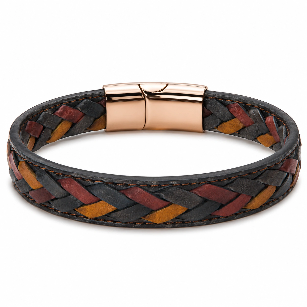 Geflochtenes Armband in Schwarz, Braun und Gelb mit Magnetverschluss-decozrina