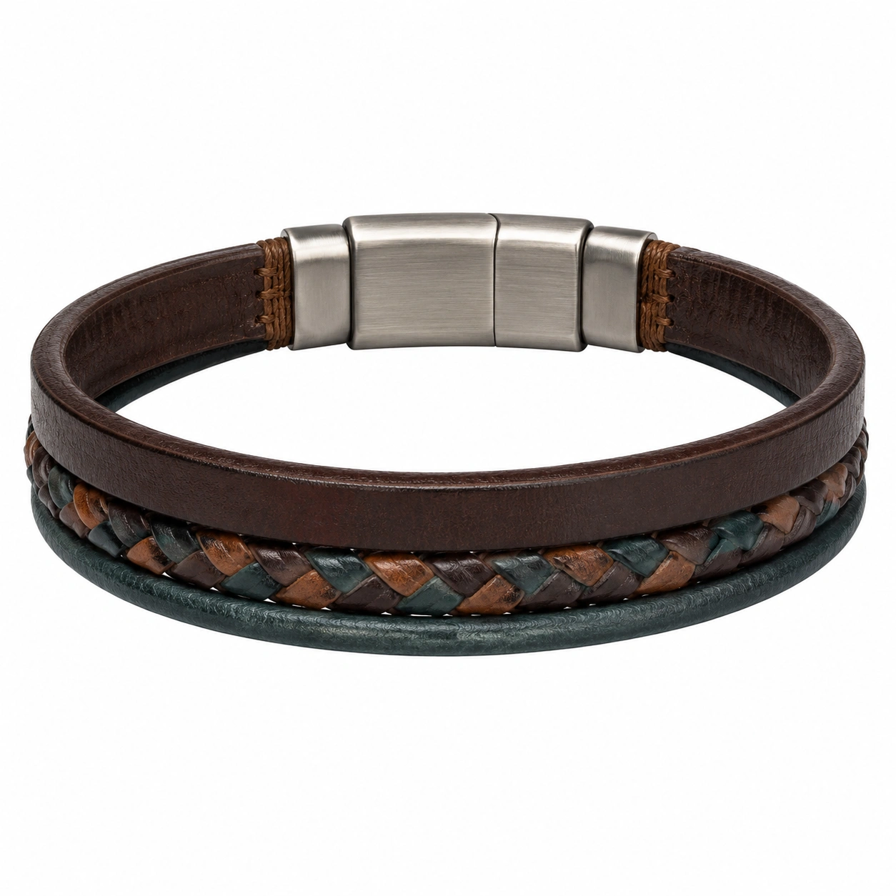 Stilvolles Herrenarmband mit Magnetverschluss in Braun und Grün-decozrina