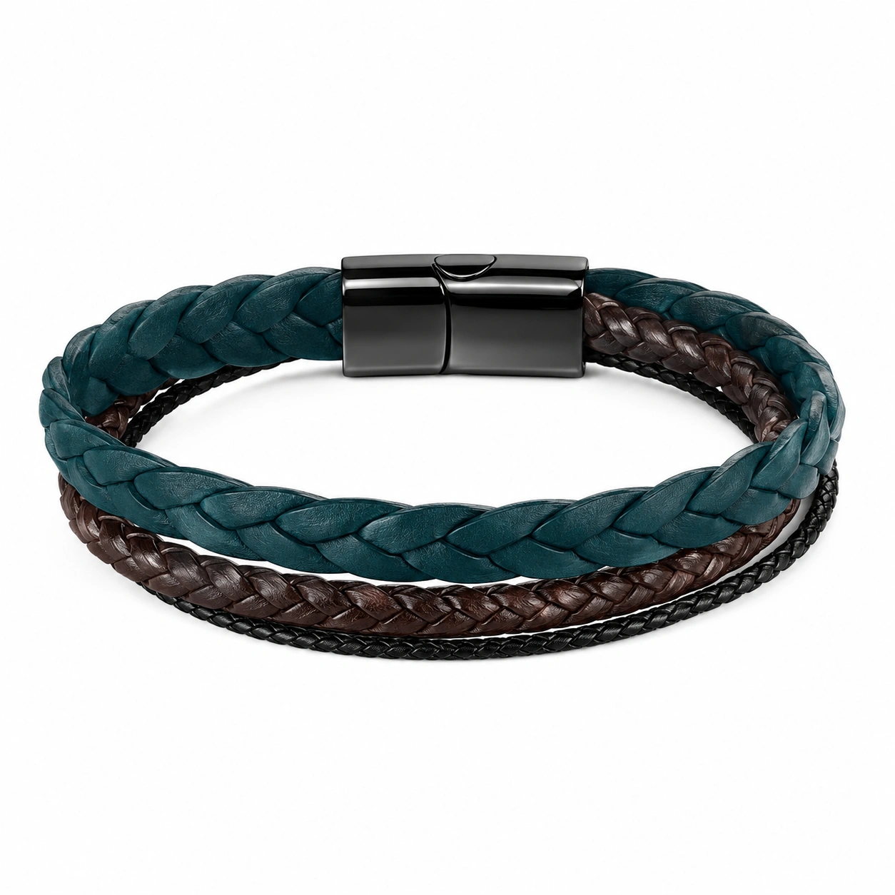 Herrenarmband Geflochten mit Magnetverschluss in Blau, Braun, Schwarz-decozrina