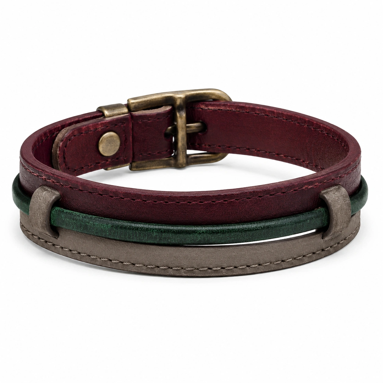 Verstellbares Armband in Rot, Grün und Grau-decozrina