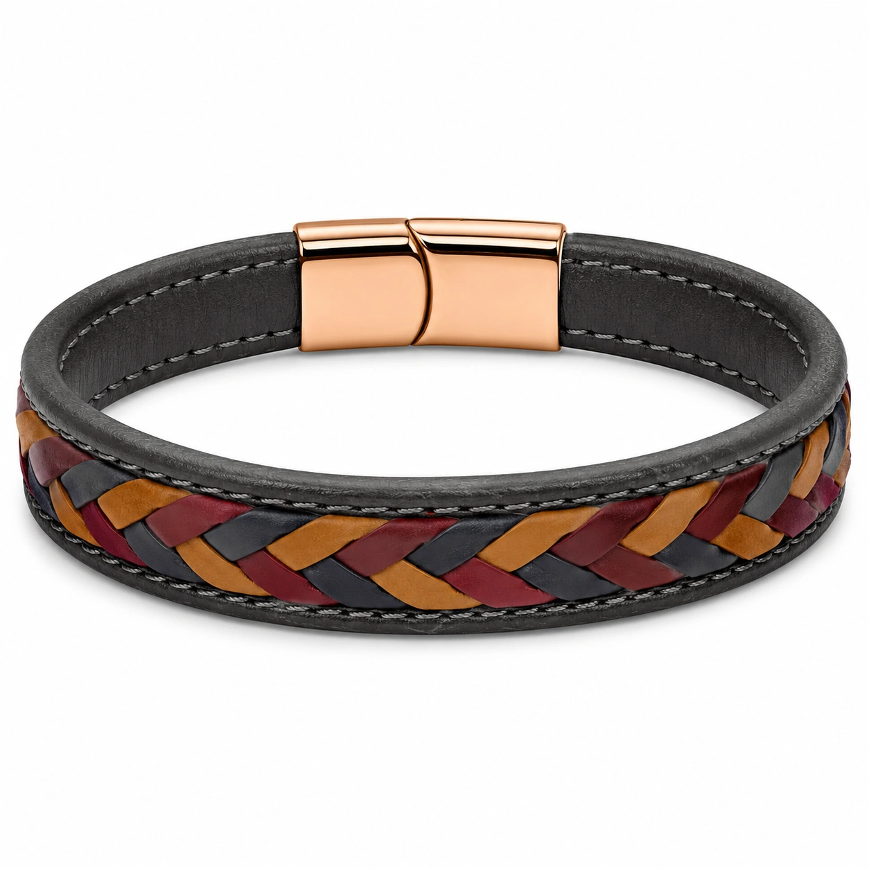 Geflochtenes Armband mit Magnetverschluss in Schwarz, Rot und Gold-decozrina