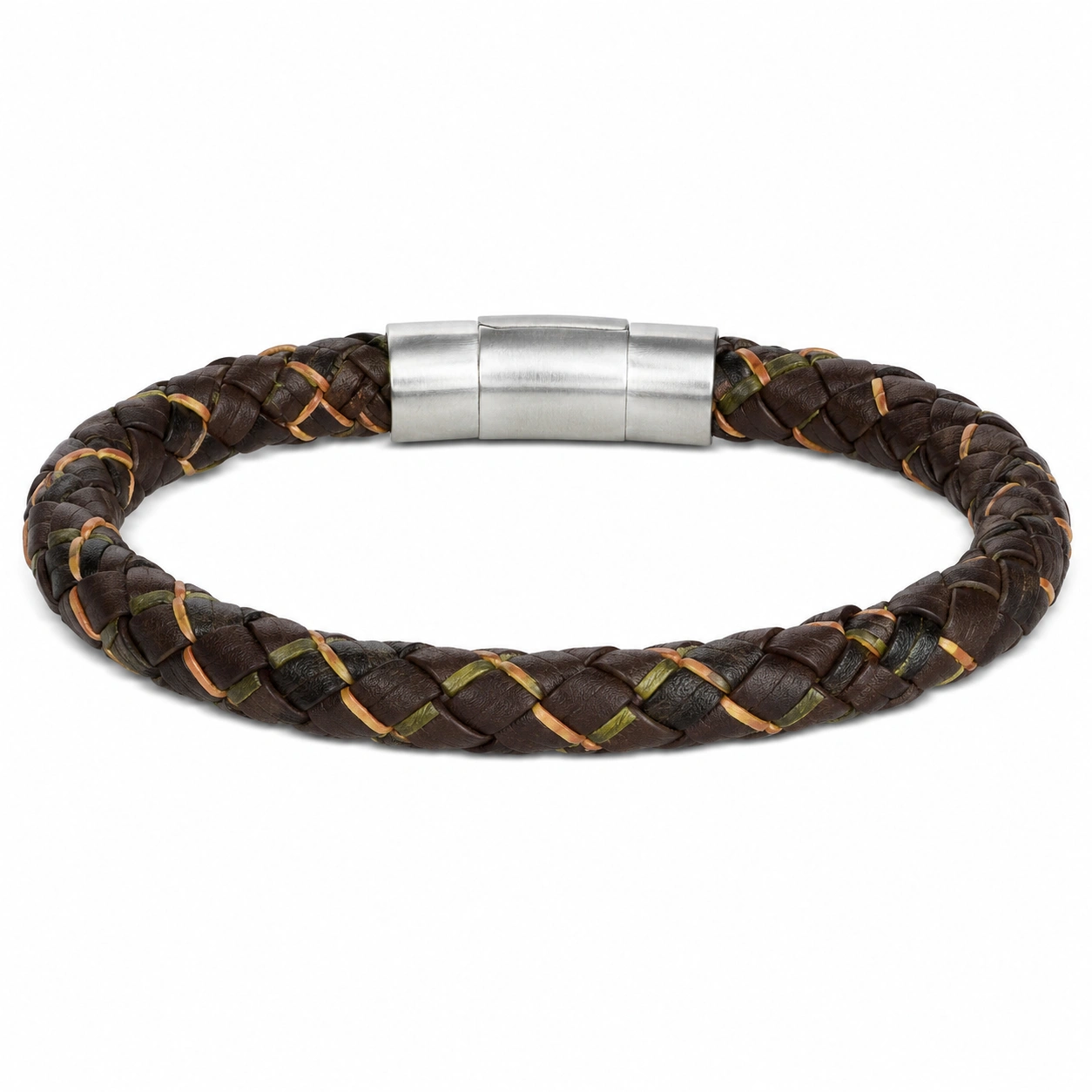 Geflochtenes Armband mit Magnetverschluss Braun/Grün/Orange-decozrina
