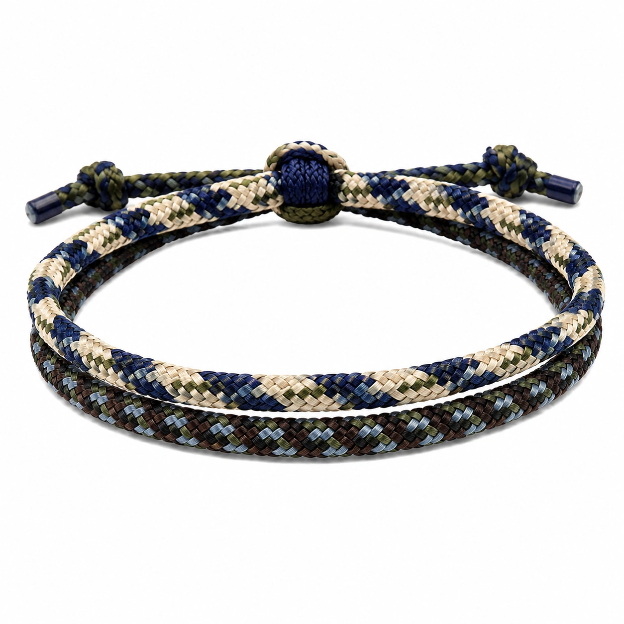 Verstellbares geflochtenes Armband in Beige, Blau und Grün-decozrina