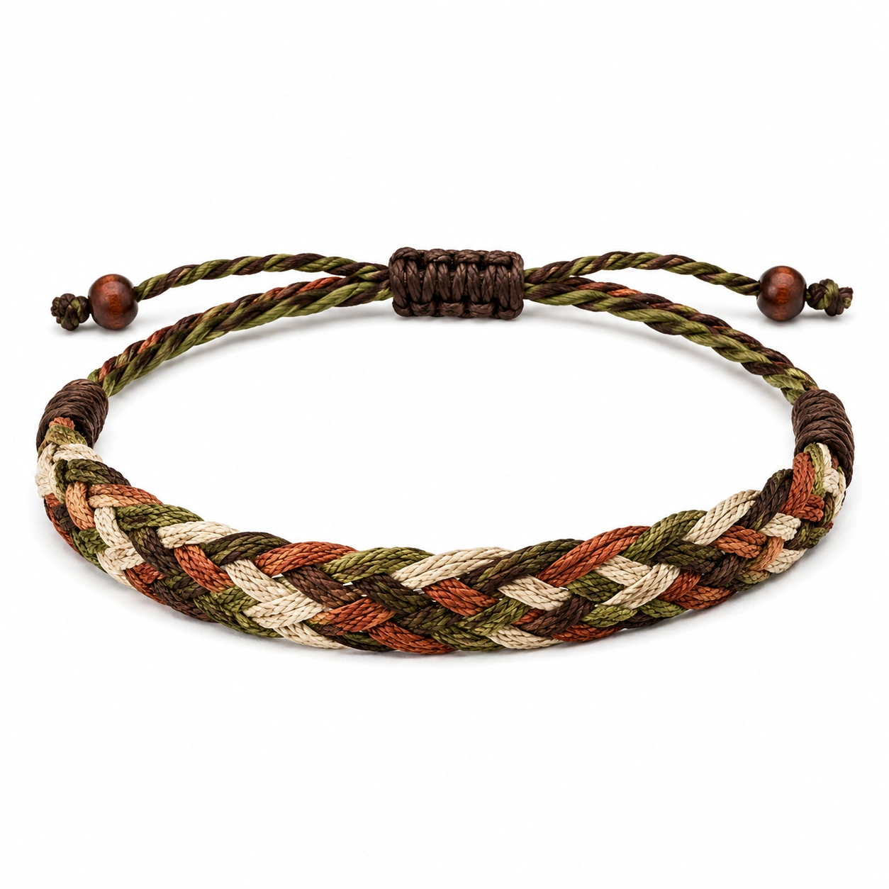 Verstellbares Geflochtenes Armband in Grün, Beige, Braun und Rot-decozrina