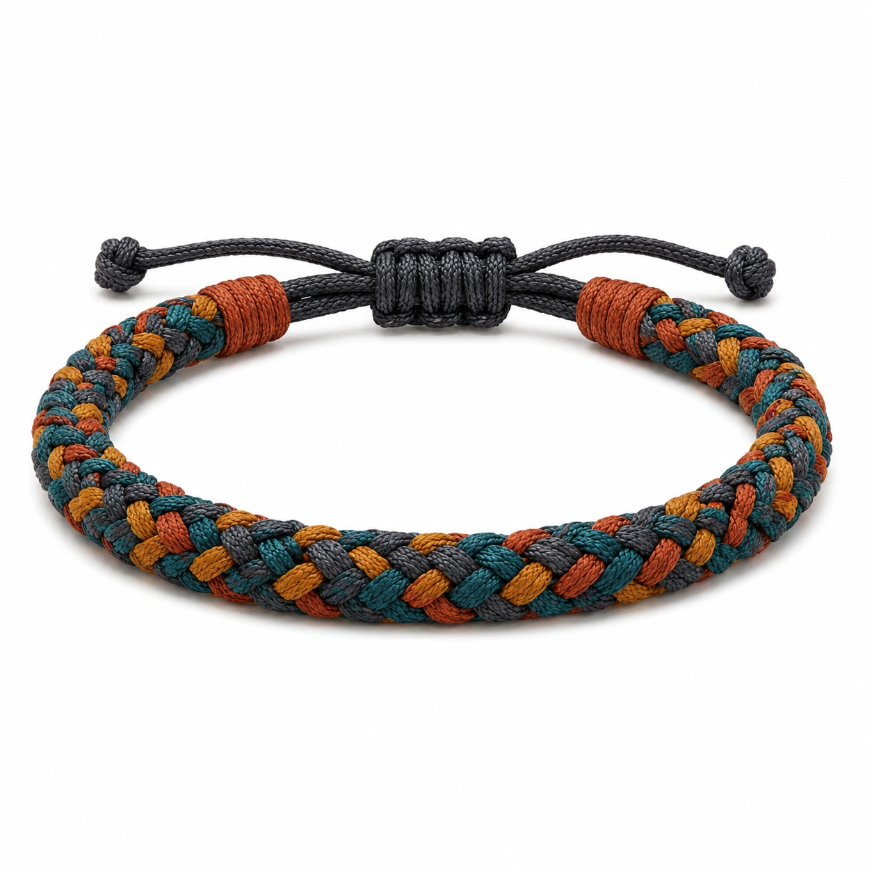Geflochtenes verstellbares Armband in Schwarz/Orange/Grün-decozrina