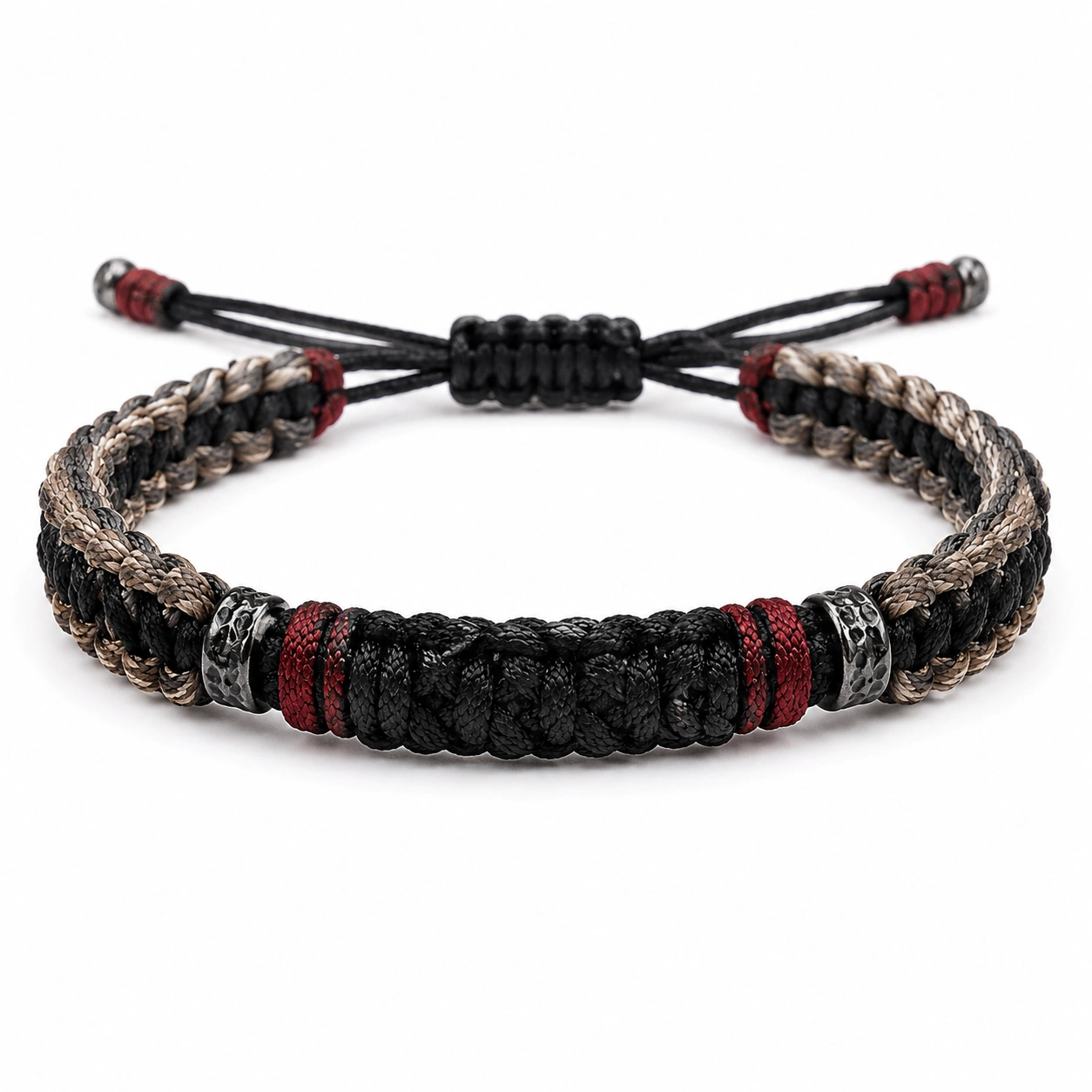 Verstellbares Geflochtenes Armband Schwarz Rot Braun-decozrina