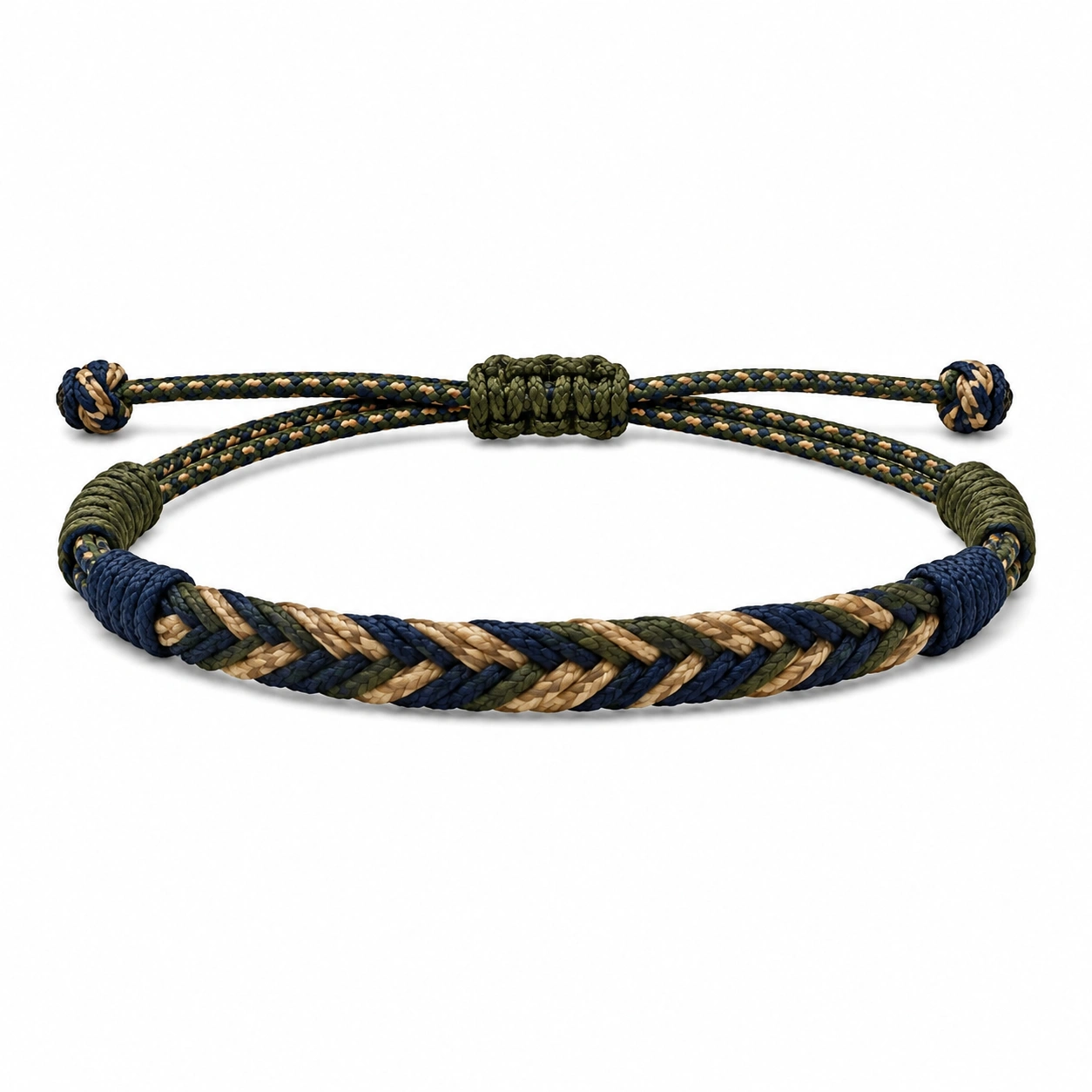 Geflochtenes Armband verstellbar in Blau/Grün/Beige-decozrina