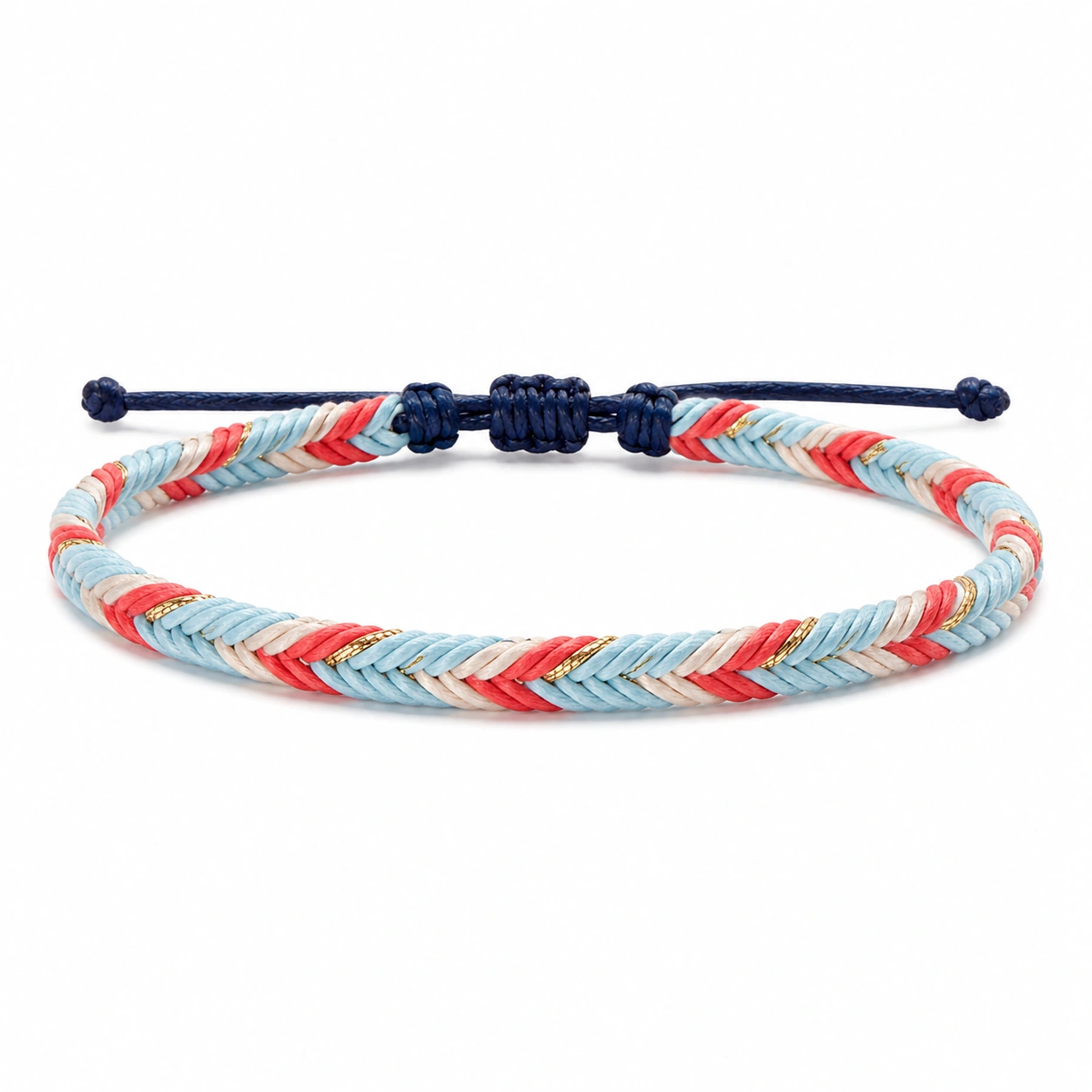 Verstellbares Geflochtenes Armband in Blau, Rot und Weiß-decozrina